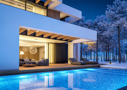 off grid huis in het bos met zwembad